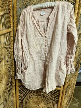 Sigrid Olsen Pale Pink Linen Button-Front Tunic